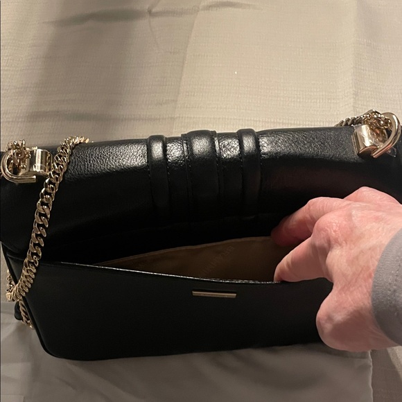 Brahmin Rosalie Black Gryphon Leather Shoulder Bag with Gold Chain - Picture 3 of 16